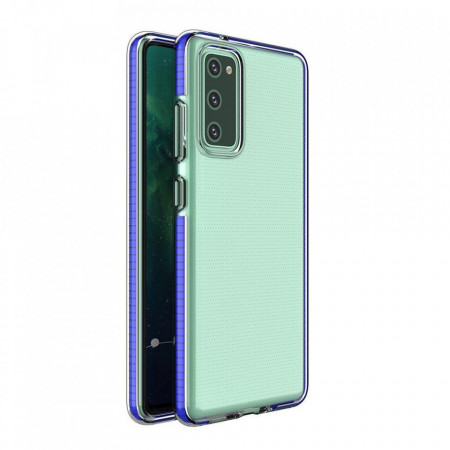 Прозрачен силиконов гръб с цветен кант Spring - Samsung Galaxy A72 тъмносин