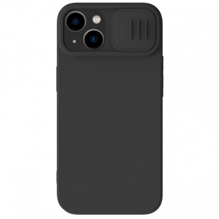 Силиконов гръб с подвижно покритие за камерата NILLKIN CamShield Silky Silicone - iPhone 14 класическо черно