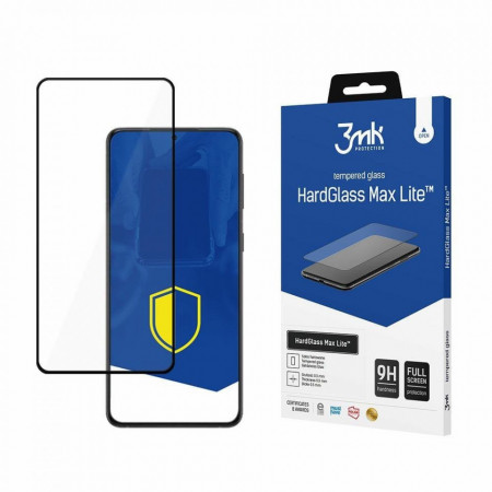 Стъклен протектор с пълно покритие 3mk Hard Glass Max Lite - Samsung Galaxy S22+ с черна рамка