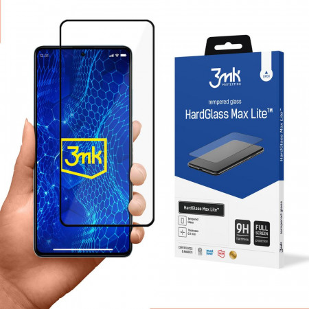 Стъклен протектор с пълно покритие 3mk Hard Glass Max Lite - Xiaomi Redmi Note 12 / Note 12 4G / Poco X5 с черна рамка