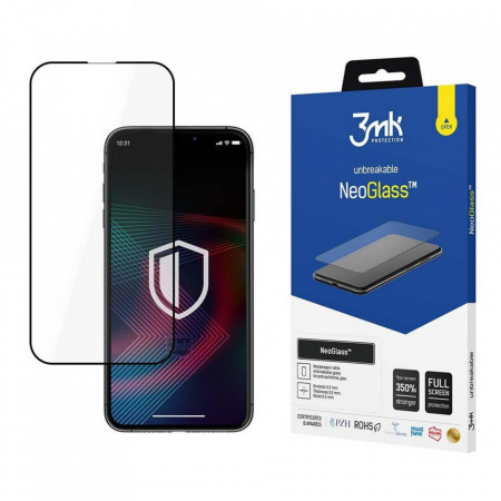 Стъклен протектор с пълно покритие 3mk Neo Glass - iPhone 14 Pro Max с черна рамка