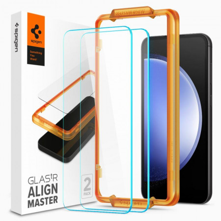 2 бр. закален стъклен протектор SPIGEN Align Master TR с инструмент за поставяне - Samsung Galaxy S23 FE - Img 1