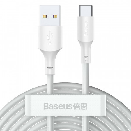 2 бр. кабел за зареждане и данни BASEUS USB Typpe A към USB Type C с бързо зареждане Power Delivery 40W 5A 1.5 m бял (TZCATZJ-02)