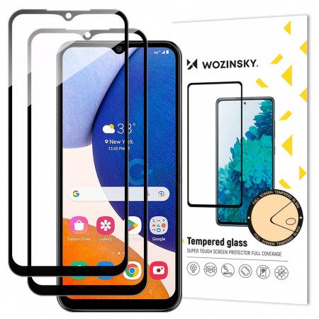 2 бр. 5D Full Glue закален стъклен протектор с пълно покритие WOZINSKY - Samsung Galaxy A14 / A14 5G с черна рамка