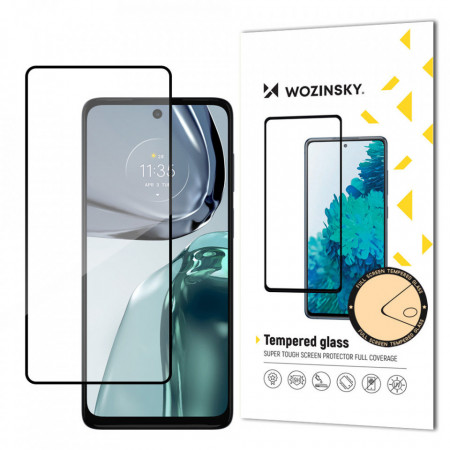 5D Full Glue закален стъклен протектор с пълно покритие WOZINSKY съвместим с гръб - Moto g62 5G с черна рамка