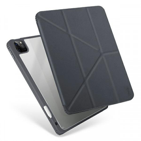 Антибактериален калъф тип книга с място за стилус UNIQ Moven - iPad Pro 12.9" (5th gen 2021) / Pro 12.9" (6th gen 2022) charcoal gray