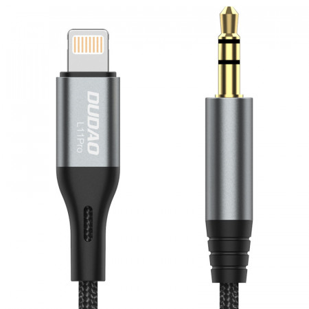 Аудио кабел DUDAO жак 3.5mm към Lightning 1m сив (L11PRO)