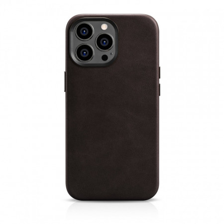 Гръб от естествена кожа iCARER Leather Oil Wax Premium MagSafe - iPhone 14 Pro кафяв