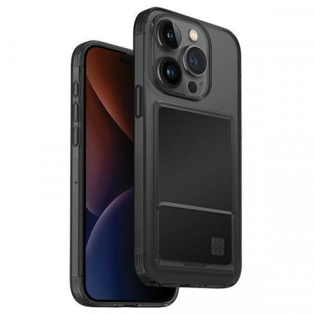 Гръб със слот за карта UNIQ Air Fender ID - iPhone 15 Pro Max smoked gray tinted