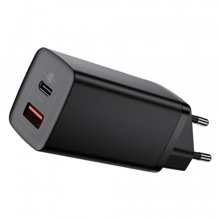 Зарядно за стена BASEUS GaN2 Lite 65W USB Type A / USB Type C PD QC3.0 (CCGAN2L-B01) черно - Img 1