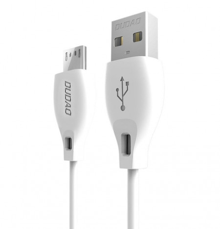 Кабел за зареждане и данни DUDAO USB Type A към micro USB 2.4A 2m (L4M) бял