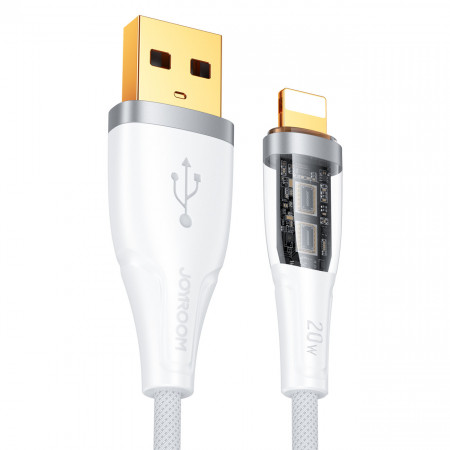 Кабел за зареждане и данни JOYROOM USB Type C към Lightning с бързо зареждане и smart switch 2.4A 1.2m бял (S-UL012A3)