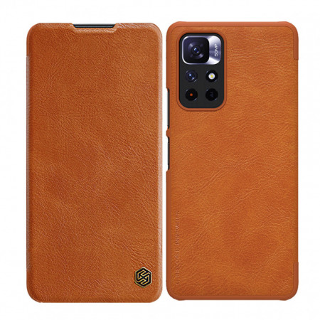 Калъф тип книга от еко кожа NILLKIN Qin - Xiaomi Poco M4 Pro 5G / Redmi Note 11S 5G / 11T 5G кафяв
