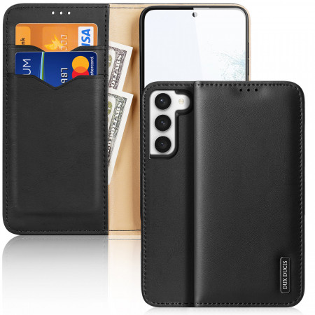 Калъф тип книга от естествена кожа DUX DUCIS Hivo със система против кражба - Samsung Galaxy S23+ черен