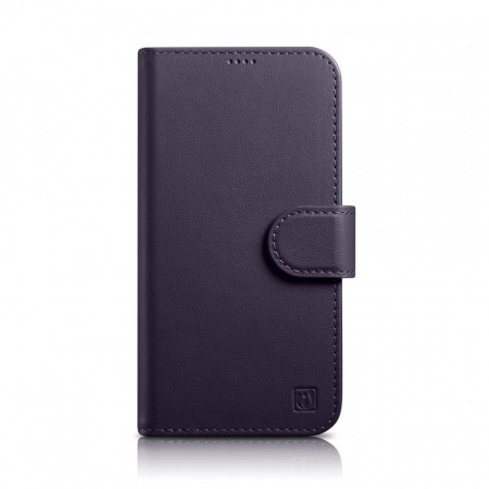 Калъф тип книга iCARER Wallet 2в1 против кражба - iPhone 14 Pro Cover тъмнолилав