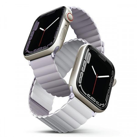 Магнитна двулицева каишка UNIQ Revix - Apple Watch 41mm Series 9 / 41mm Series 8 / 41mm Series 7 / 40mm Series 6 / 40mm SE / 40mm Series 5 / 40mm Series 4 / 38mm Series 3 / 38mm Series 2 люляк / бяла