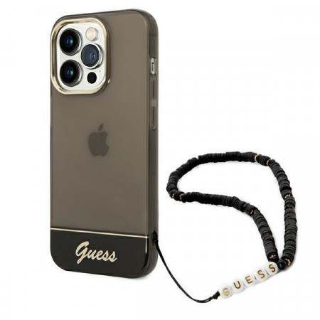 Оригинален гръб с гривна GUESS Translucent Pearl Strap GUHCP14XHGCOHK - iPhone 14 Pro Max черен