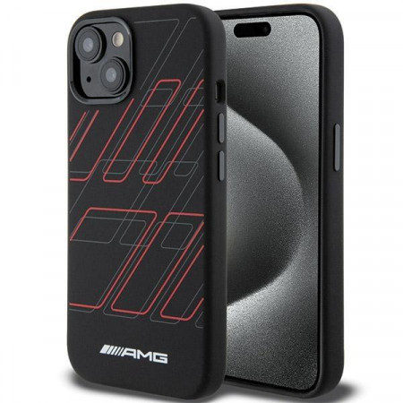 Оригинален гръб AMG Silicone Large Rhombuses MagSafe - iPhone 13 / 14 / 15 черен