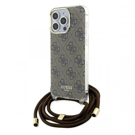 Оригинален гръб GUESS Crossbody Cord 4G Print - iPhone 15 Pro Max кафяв