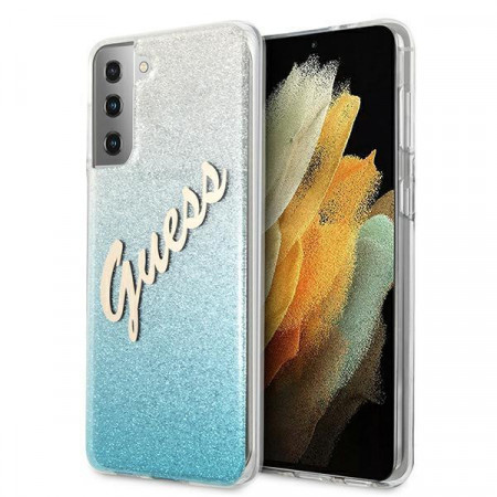 Оригинален гръб GUESS Glitter Gradient Script GUHCS21MPCUGLSBL - Samsung Galaxy S21+ 5G син