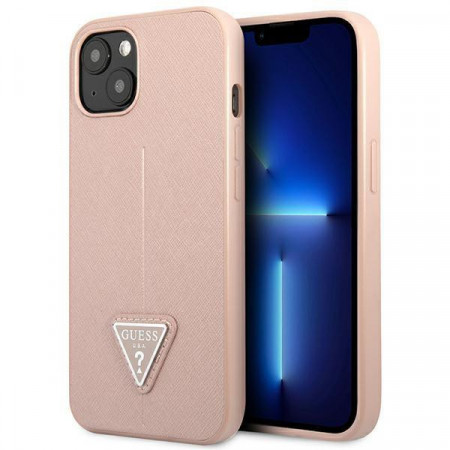 Оригинален гръб GUESS Saffiano Triangle Logo GUHCP14MPSATLP - iPhone 14 Plus розов