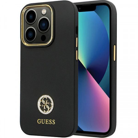 Оригинален гръб GUESS Silicone Logo Strass 4G GUHCP14LM4DGPK case - iPhone 14 Pro черен