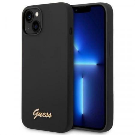 Оригинален гръб GUESS Silicone Vintage Gold Logo GUHCP14MSLSMK - iPhone 14 Plus черен