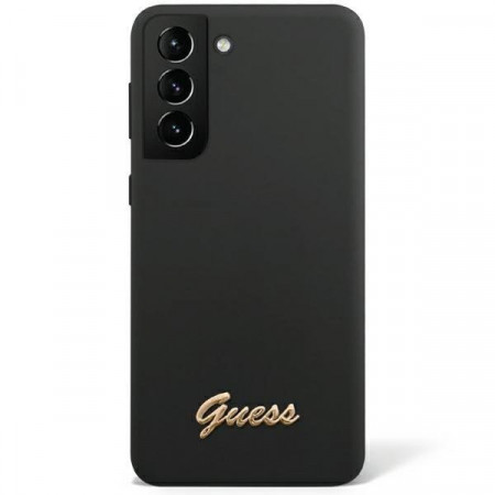 Оригинален гръб GUESS Silicone Vintage Gold Logo GUHCS23SSLSMK - Samsung Galaxy S23 черен