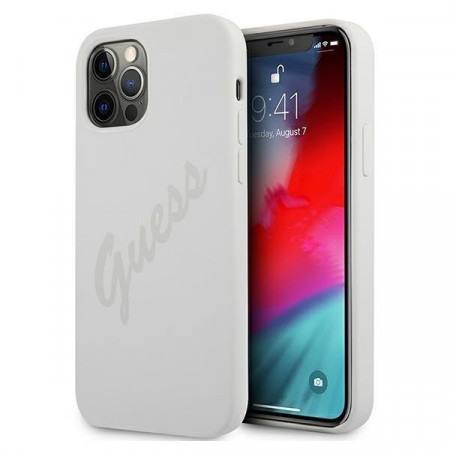 Оригинален гръб GUESS Silicone Vintage Script GUHCP12LLSVSCR - iPhone 12 Pro Max кремав