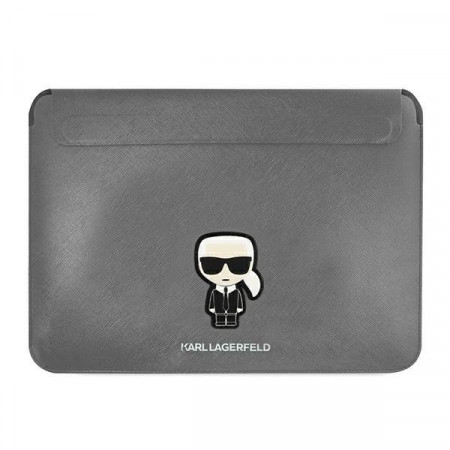 Оригинален калъф за лаптоп KARL LAGERFELD Saffiano Ikonik Karl KLCS16PISFG 16" сив