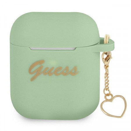 Оригинален калъф за слушалки GUESS Silicone Charm Heart GUA2LSCHSN - AirPods зелен - Img 1