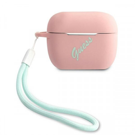 Оригинален калъф за слушалки GUESS Silicone Vintage GUACAPLSVSPG AirPods Pro зелен / розов