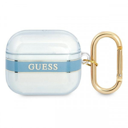 Оригинален калъф за слушалки GUESS Strap GUA3HHTSB - AirPods 3 син