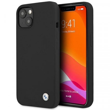 Оригинален твърд гръб BMW Silicone Signature BMHCP13MSILBK - iPhone 13 черен