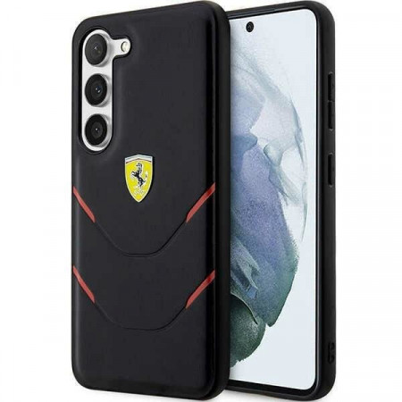 Оригинален твърд гръб FERRARI Hot Stamp Lines FEHCS23MPBAK - Samsung Galaxy S23+ черен - Img 1