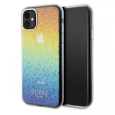 Оригинален твърд гръб GUESS IML Faceted Mirror Disco Iridescent - iPhone 11 многоцветен