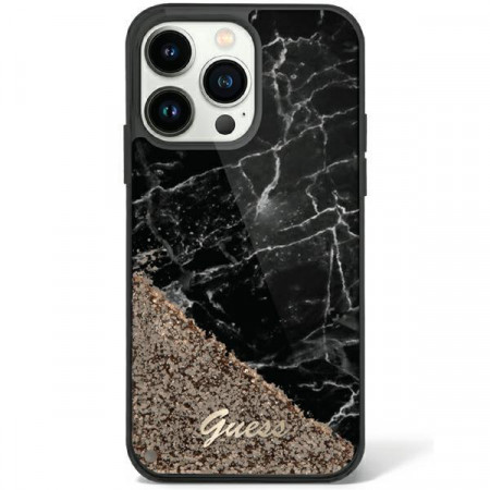 Оригинален твърд гръб GUESS Liquid Glitter Marble GUHCP14LLCSGSGK - iPhone 14 Pro черен
