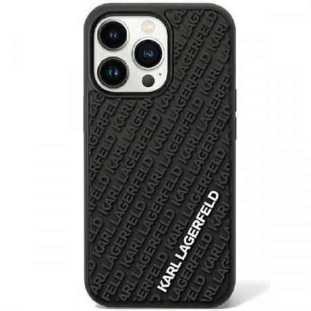 Оригинален твърд гръб KARL LAGERFELD 3D Rubber Multi Logo KLHCN613DMKRLK - iPhone 11 черен