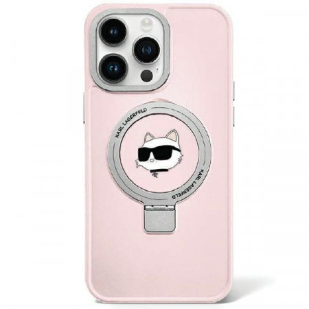 Оригинален твърд гръб KARL LAGERFELD Ring Stand Choupette Head MagSafe KLHMP15SHMRSCHP - iPhone 15 розов