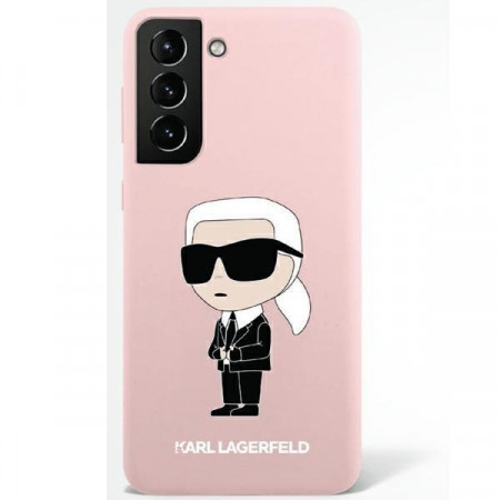 Оригинален твърд гръб KARL LAGERFELD Silicone Ikonik KLHCS23SSNIKBCP - Samsung Galaxy S23 розов