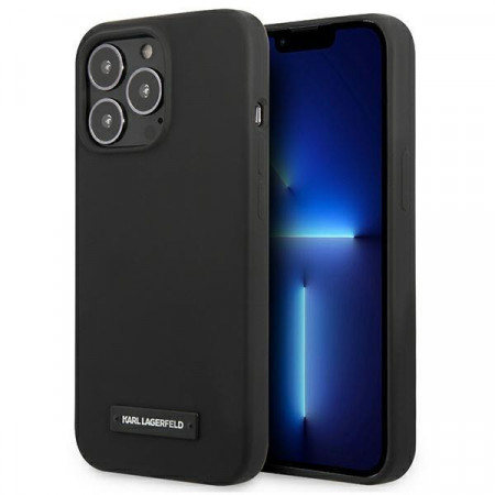 Оригинален твърд гръб KARL LAGERFELD Silicone Plaque KLHCP13LSLMP1K - iPhone 13 Pro черен