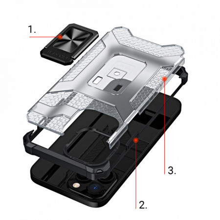Подсилен гръб със стойка Crystal Ring - iPhone 12 Pro Max син