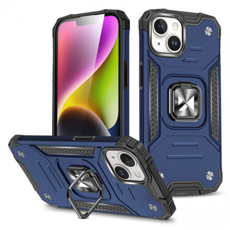 Подсилен гръб WOZINSKY Ring Armor със стойка - iPhone 15 Plus син