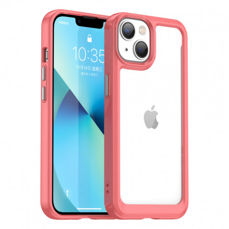 Прозрачен гръб с гел рамка Outer Space - iPhone 14 Plus червен