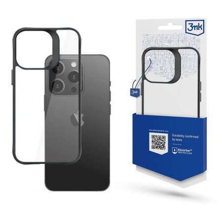Прозрачен гръб с черна рамка 3mk Satin Armor+ - iPhone 15 Pro Max