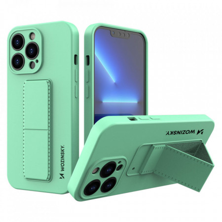 Силиконов гръб със стойка WOZINSKY Kickstand - iPhone 13 mini мента
