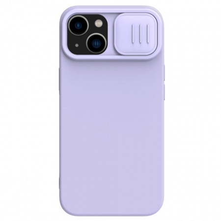 Силиконов гръб с подвижно покритие за камерата NILLKIN CamShield Silky Silicone - iPhone 14 Plus лилава мъгла