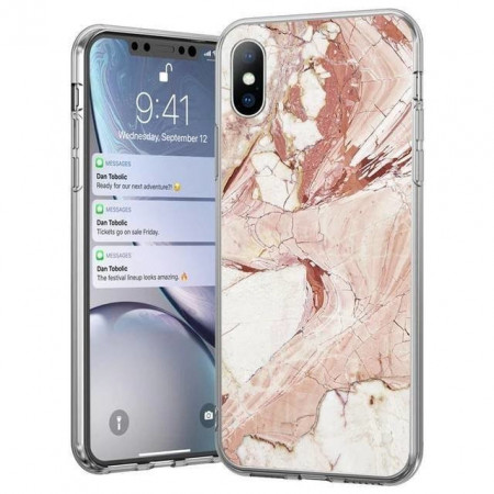 Силиконов гръб WOZINSKY Marble - Xiaomi Mi Note 10 Lite розов