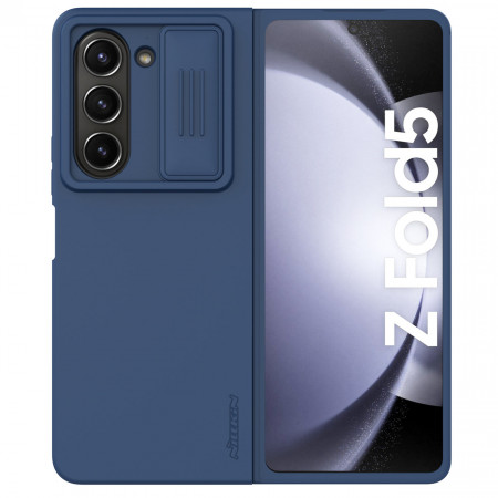 Силиконов калъф с подвижно покритие за камерата NILLKIN CamShield Silky Silicone - Samsung Galaxy Z Fold5 тъмносин