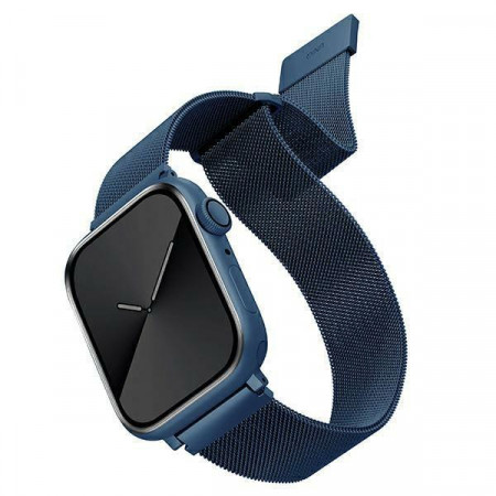 Стоманена каишка UNIQ Dante - Apple Watch 41mm Series 9 / 41mm Series 8 / 41mm Series 7 / 40mm Series 6 / 40mm SE / 40mm Series 5 / 40mm Series 4 / 38mm Series 3 / 38mm Series 2 / 38mm (1st gen) кобалтово синьо